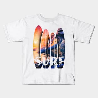 Sunset, Big Waves and Surf Kids T-Shirt